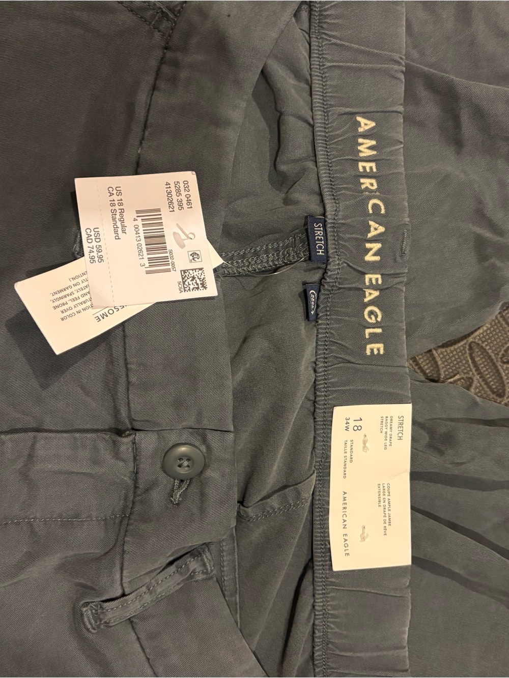 NWT! American Eagle Stretch Pants in Slate Gray Size 18